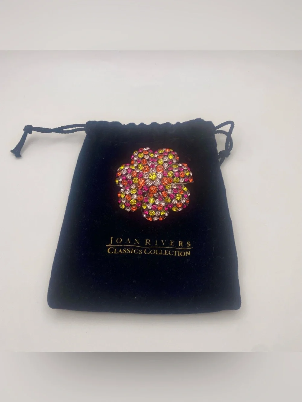 Joan Rivers Classics Collection Domed Flower Brooch Rhinestone - Picture 6 of 7